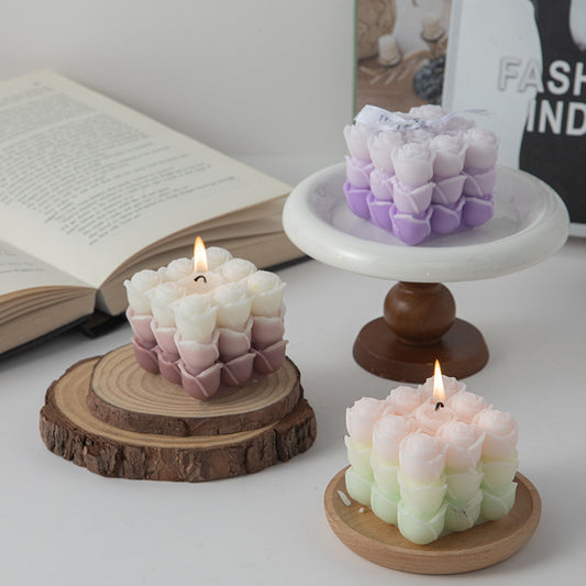 Flower Cube Aromatherapy Candle With Hand Creative Home Decoration Suit Shooting Props Wedding Tie